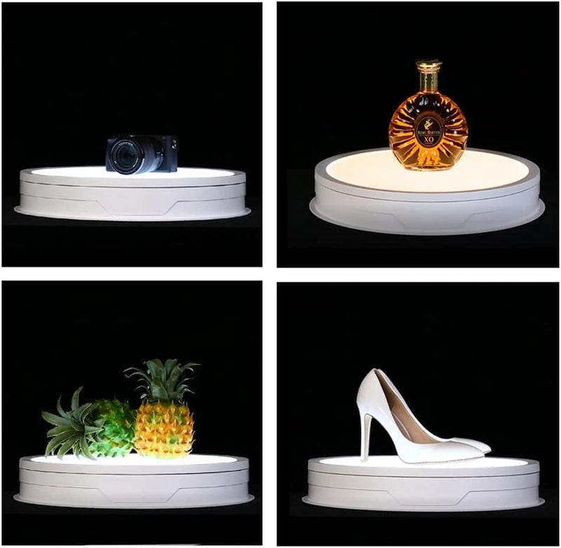 JAYEGT LED Light Base Non-Slip Rotating Display Stand , 110Lbs Load,360 Photography Turntable for Products Shows, Glass Crystal Artwork, Jewelry,Remote control(16.5inch / 6Color LED Light/White/Wired) - Image 2